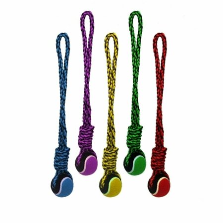 FLY FREE ZONE 20 in. Nuts for Knots Rope Tug with Tennis Ball Toys, Assorted FL2623059